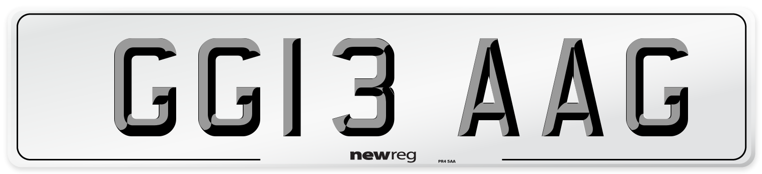 GG13 AAG Number Plate from New Reg